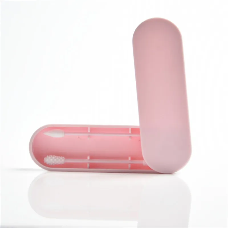 light pink 2 шт многоразовые ватные палочки для чистки ушей Косметические Силиконовые палочки для чистки макияжа и касания - Цвет: light pink