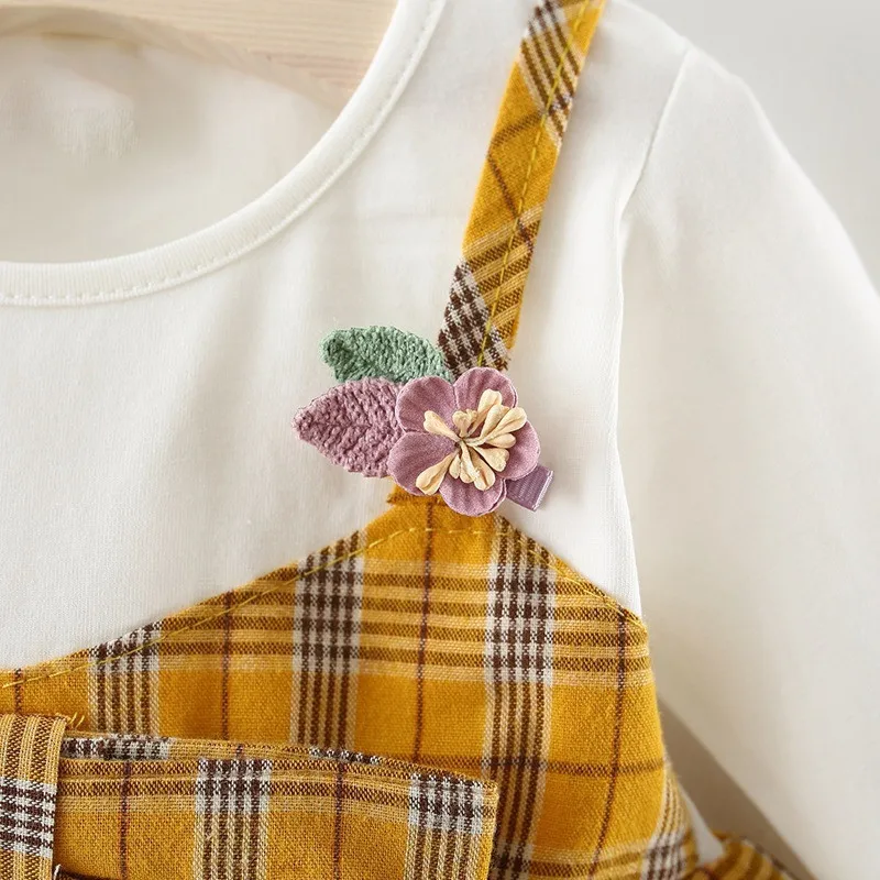 Toddler Kids Baby Girls Long Sleeve Bow Plaid Party Princess Dress Fake two pieces Clothes Cute Dresses | Детская одежда и обувь
