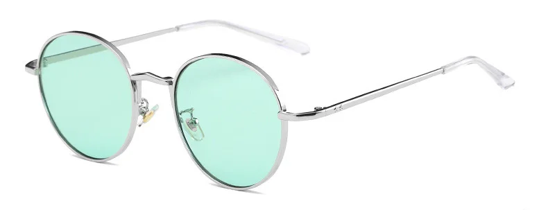 Silver Green SHAUNA, классические женские круглые солнцезащитные очки, Ретро стиль, мужские фиолетовые тонированные/прозрачные линзы, оправа для очков - Цвет линз: Silver Green