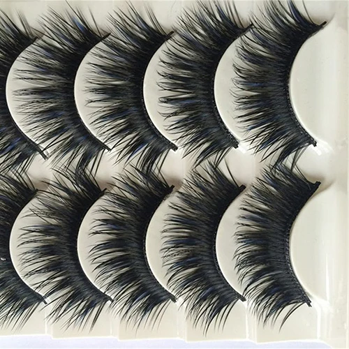 5 пар синие и черные длинные толстые накладные ресницы|false eyelashes handmade|cross false