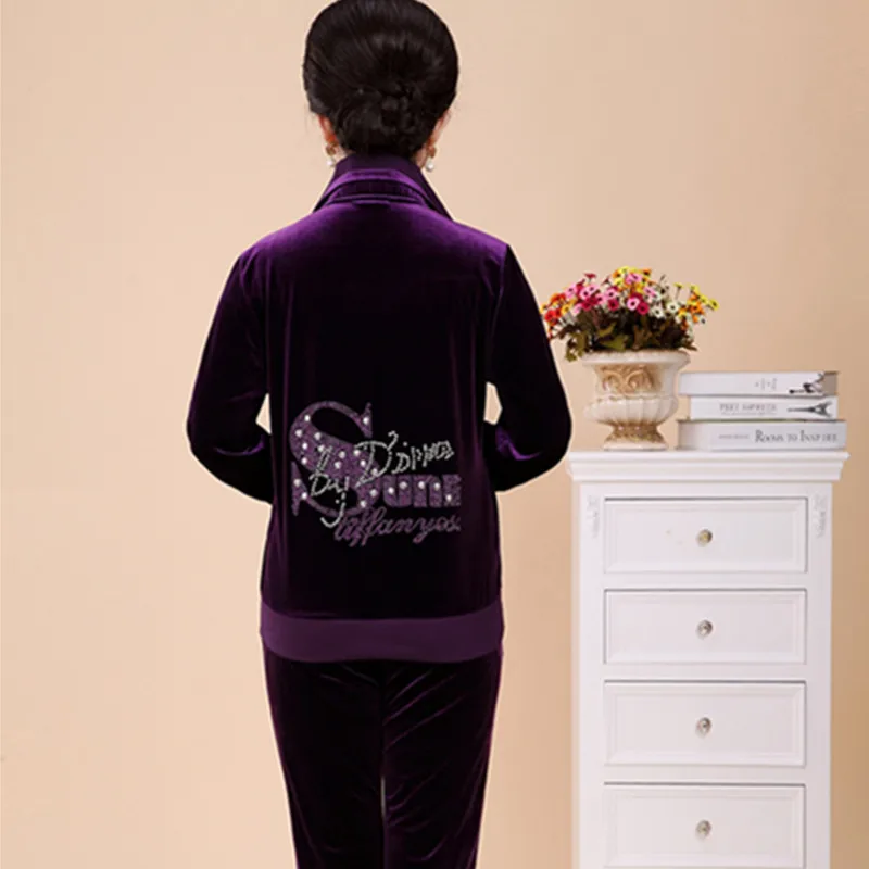 Новый Бархатный спортивный костюм для женщин на весну и осень новый матери
