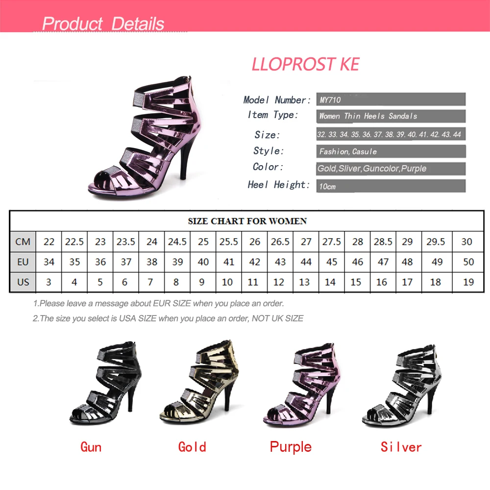 

Lloprost ke Summer PU Leather Women Sexy Sandals Open Toe Thin High Heel Zipper Female Party Shoes Woman Shoes Size 34-44 MY710