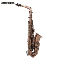professional eb e flat alto saxophone sax red bronze bend abalone shell key carve pattern with case gloves