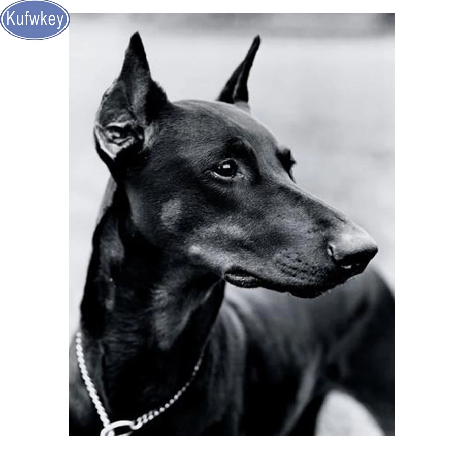 Алмазная мозаика сделай сам с собакой 5d алмазная живопись рисунок Doberman Pinscher
