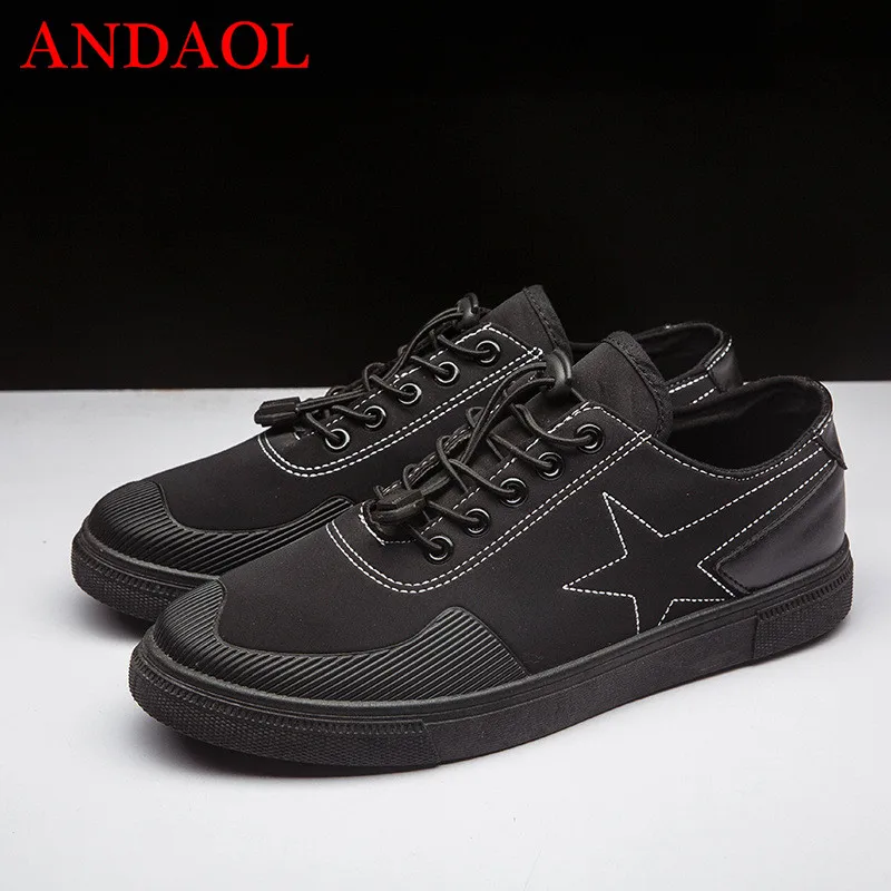 

ANDAOL Men's Casual Shoes Top Quality Breathable Light Lace-Up Sneakers New Luxury Korean Trend Canvas Non-Slip Campus Trainers