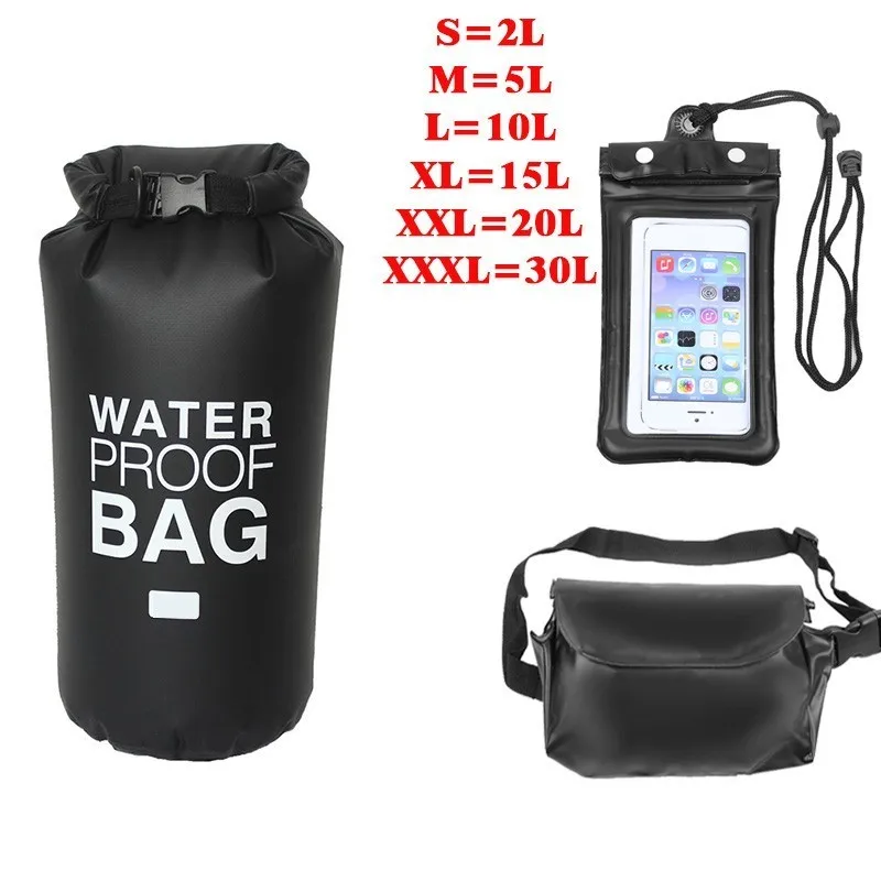 Set 03 2L/5L/10L/15L/20L/30L Открытый водонепроницаемый мешок сухой мешок телефон сумка поясная сумка Набор для плавания дрейфующих рафтинг речной треккинг сумки - Цвет: Set 03