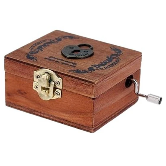 heart lock Горячая Изысканная Ретро деревянная музыкальная шкатулка ручной кривошипной мелодии - Цвет: heart lock