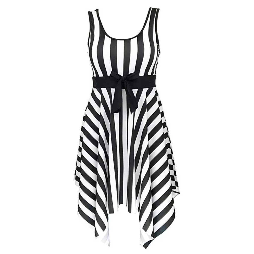 SAGACE сдельный купальник полосатый гофрированная юбка консервативный боди