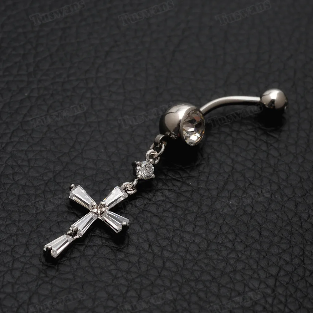 Высококачественное кольцо для пупка из хирургической стали в форме Креста