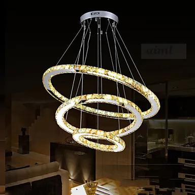 

Luxury LED 90w Amber Crystal Pendant Lights Fixtures with 3 Rings size:90+70+50cm Free shipping