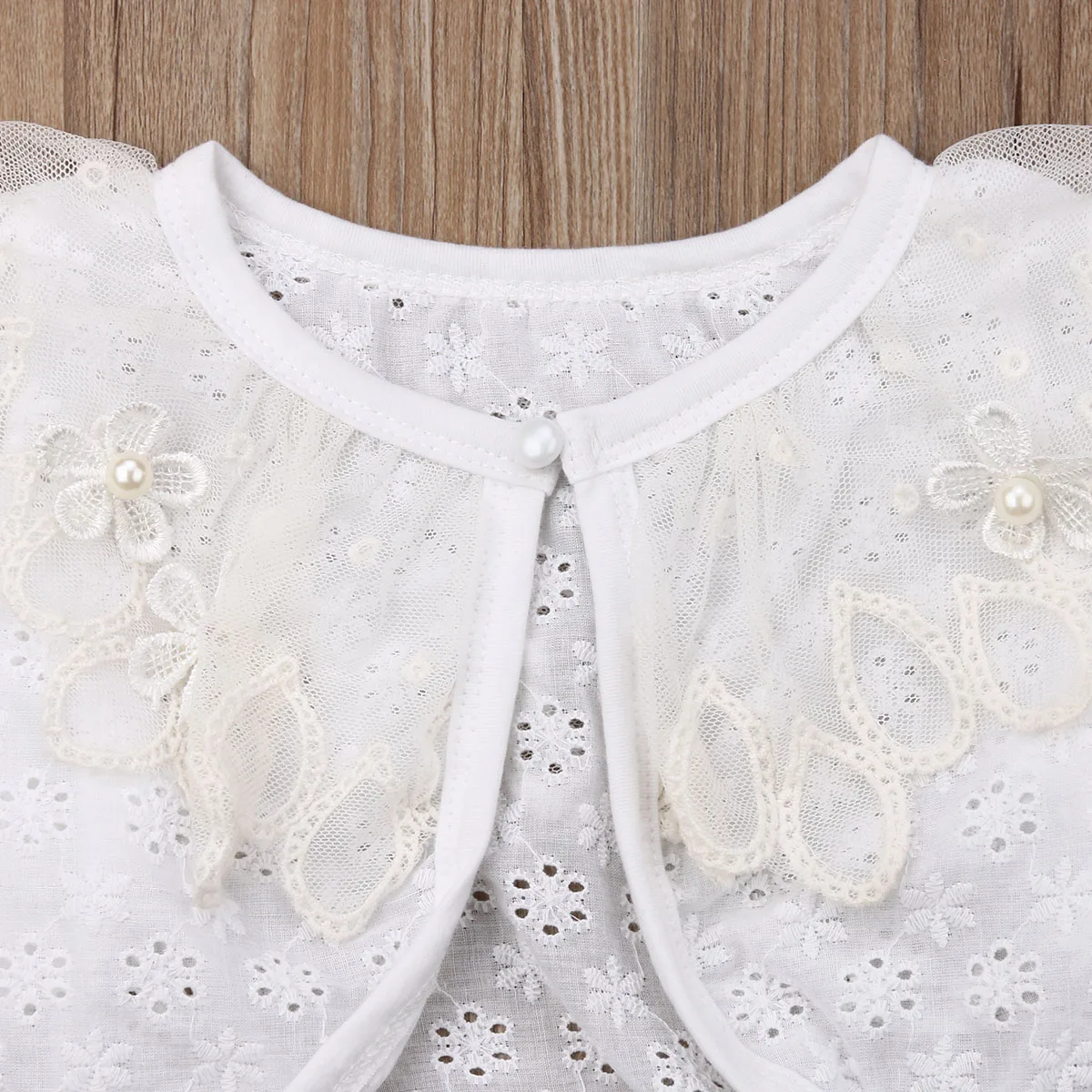 2019 New Girls Long Sleeve Kids Lace Bolero Shrug Pearls Button Wedding Cardigan Princess Flower Collar Party Coat 1-6 Y | Детская