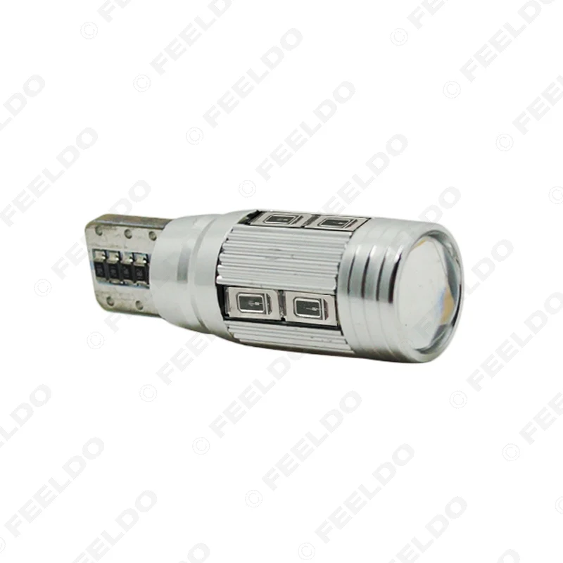 FEELDO 2pc High Power T10/W5W/194/168 10SMD 5630 LED Canbus Error Free Car Light Bulb With Lens #HQ1265 | Автомобили и мотоциклы
