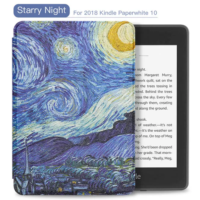 Starry Night WALNEW из искусственной кожи чехол для Amazon Kindle Paperwhite(10 поколение) 6 дюймов крышка электронной книги Smart Auto Sleep/Wake - Цвет: Starry Night