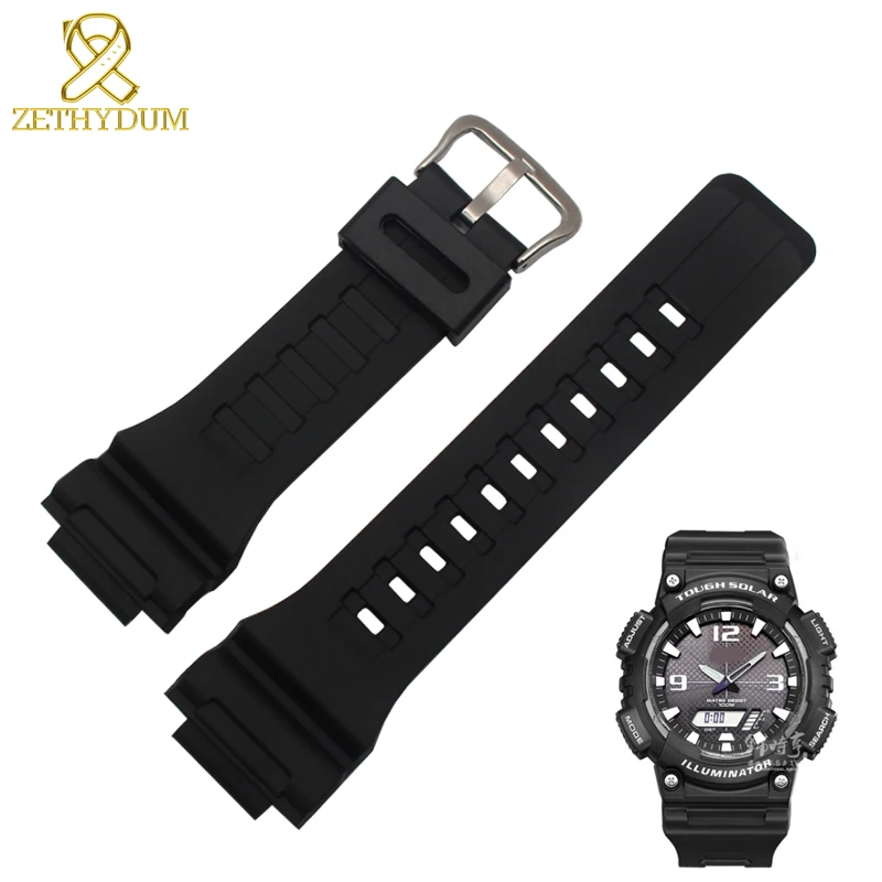 Резиновый ремешок для часов силиконовый резиновый casio AQ S810W/AEQ 110W/W 735 28*18 мм браслет