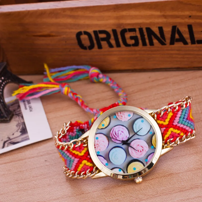 Ловец снов дружбы дамы браслет часы DIY цветок ручной работы плетеный веревка