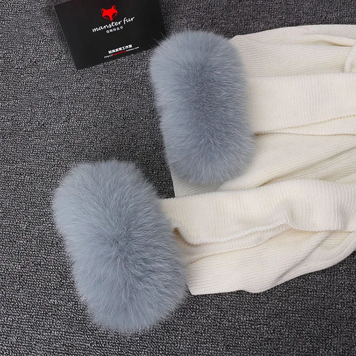 grey blue12cm Женские высококачественные манжеты из лисьего меха, теплые запястья, новые длинные манжеты из лисьего меха, теплые женские браслеты, браслет из натурального меха, перчатки - Цвет: grey blue12cm