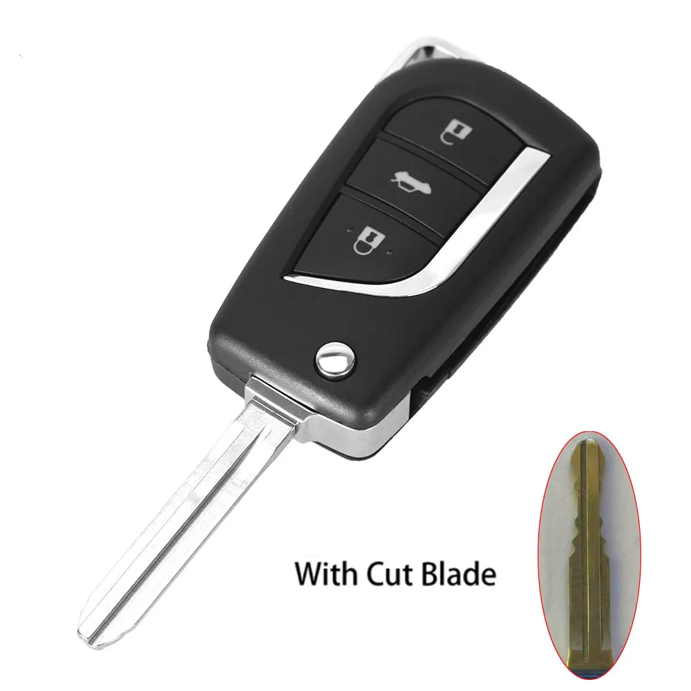 Cutted Blade KEYYOU крой/необработанное лезвие toy43 Складной флип ключ 3 кнопки дистанционного ключа автомобиля чехол для Toyota levin Camry Reiz Highlander Corolla - Количество кнопок: Cutted Blade