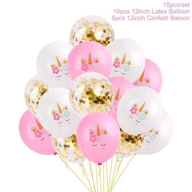 15pcs unicorn B gold STARLZMU 1 шт Единорог воздушные шары День рождения украшения Детские гелиевые шары с персонажами мультфильмов Единорог вечерние украшения Balony - Цвет: 15pcs unicorn B gold