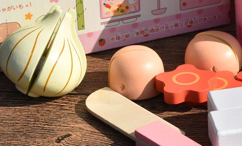 

Kids Wooden Kitchen Toys Set Pretend Play Vegetables Cutting Toy Supplies Cooking Food Seasoning Toy for Preschool Children Gift