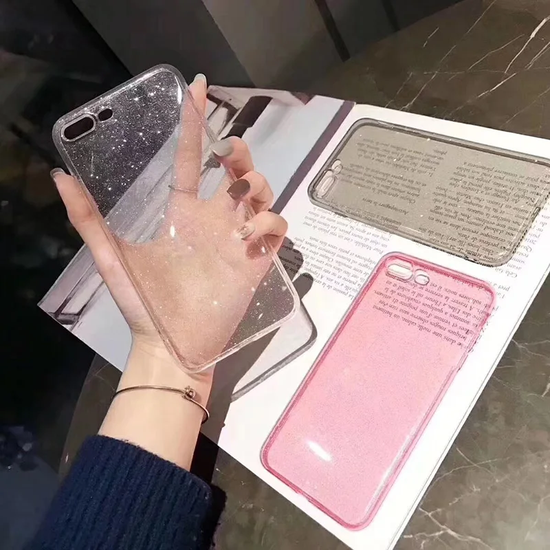Флеш-порошок для iPhoneX Xs XR Max прозрачный мягкий чехол iPhone 6s 7 8 Plus флеш-порошок TPU