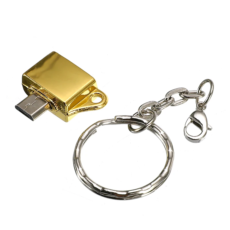 Металлический Micro USB папа к 2 0 Женский Адаптер конвертера OTG с брелоком Аксессуары