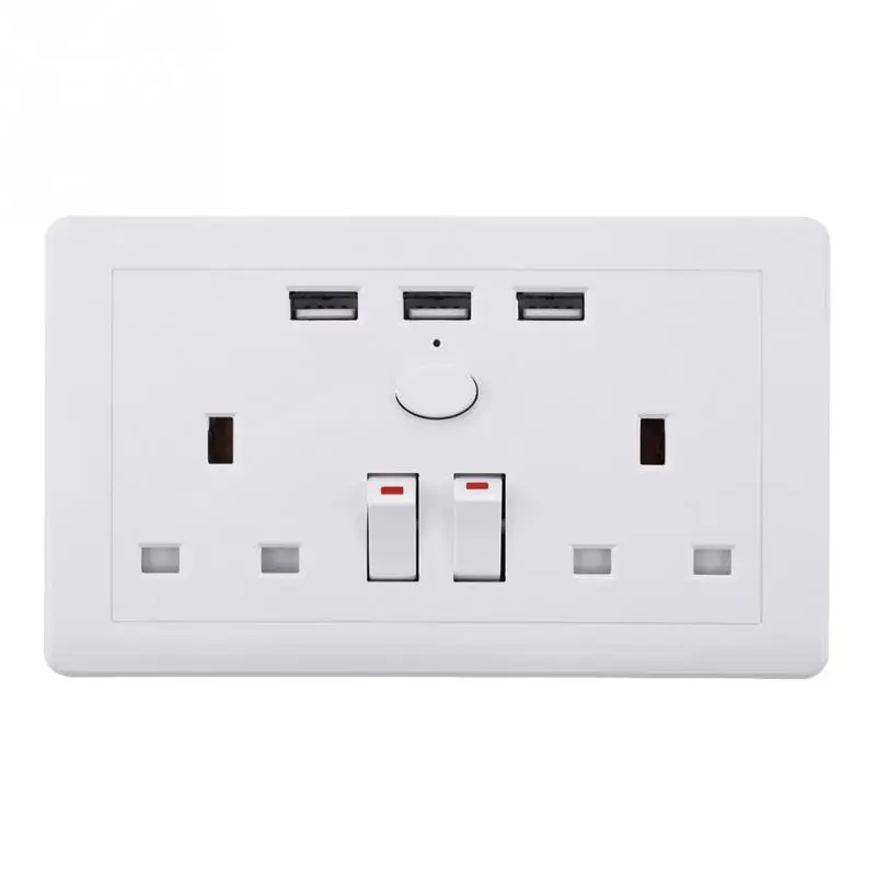 Многофункциональная электрическая настенная розетка с 3 usb-портами AC 110~ 250V UK Plug