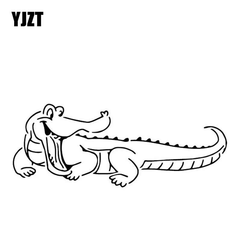 

YJZT 17.6CM*6.9CM Cartoon Crocodile Car Door Vinyl Decal Decorate Car Stickers Black/Silver C4-1486