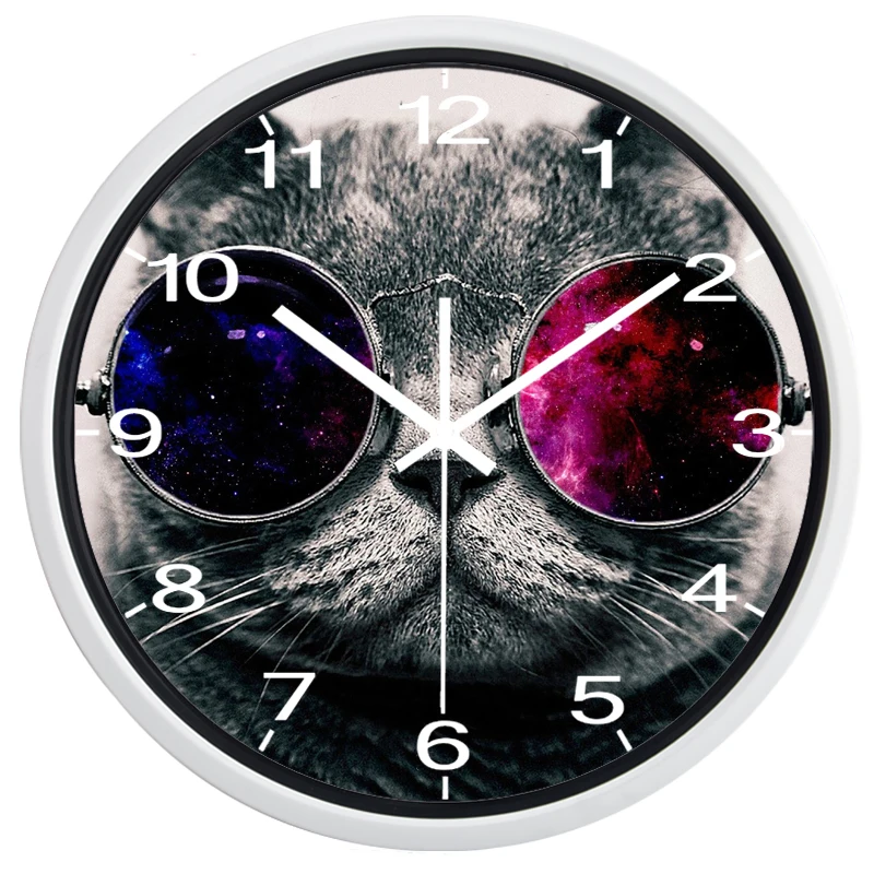 Часы настенные со стеклянными часами в виде кошки бесшумные 10 лет работы | Дом и