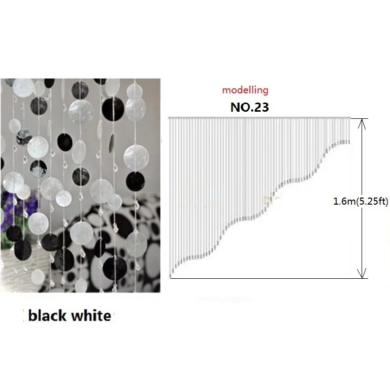 50pcs black white № 23 готовая занавеска 50 шт./лот разноцветная ракушка занавес украшенный камнями дверь занавес экран крыльцо перегородка Рождественское украшение 01 - Цвет: 50pcs black white