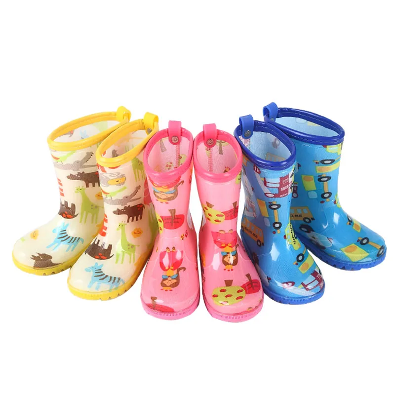 

Children Rain Boots Boys and Girls Cute Rubber Print Animals Car Tree Waterproof Antiskid Mid-calf Kids Infant Slip-on Boots