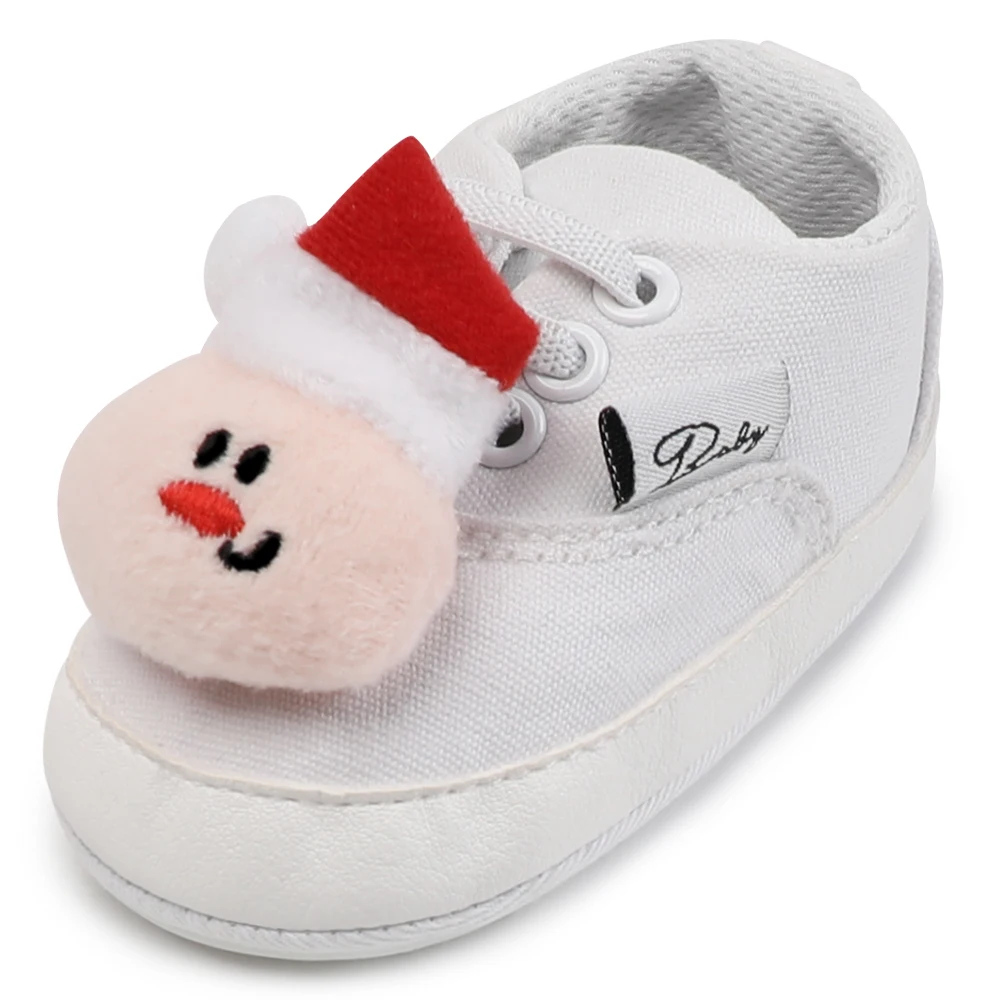 Colorful Newborn Baby Boys Girls Canvas Oxford Santa First Walkers Toddler Anti-slip Soled Prewalkers Shoe Lace-up Walker shoe |