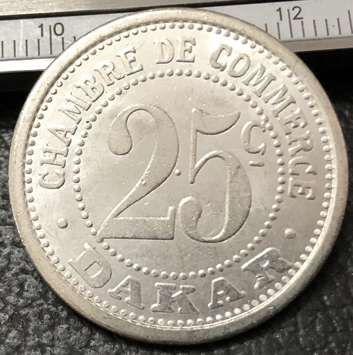 1920 Senegal 25 Centimes Посеребренная монета 27 мм Гладкая маркер копия