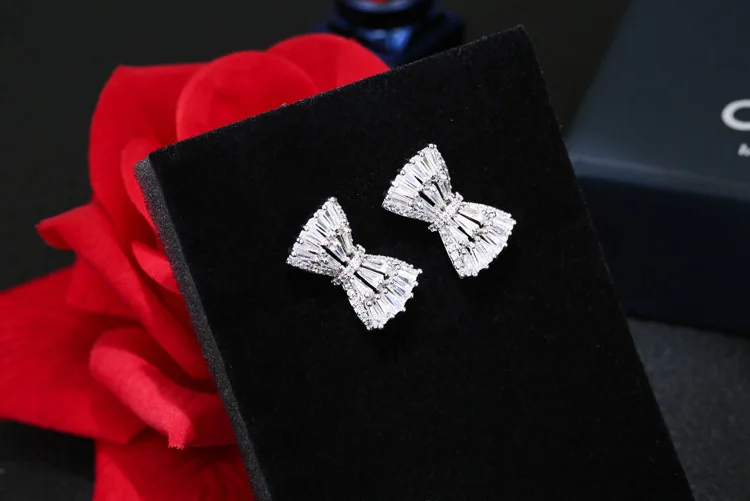 Женские серьги гвоздики из серебра 925 пробы с кристаллами циркония|brincos fashion|pendientes