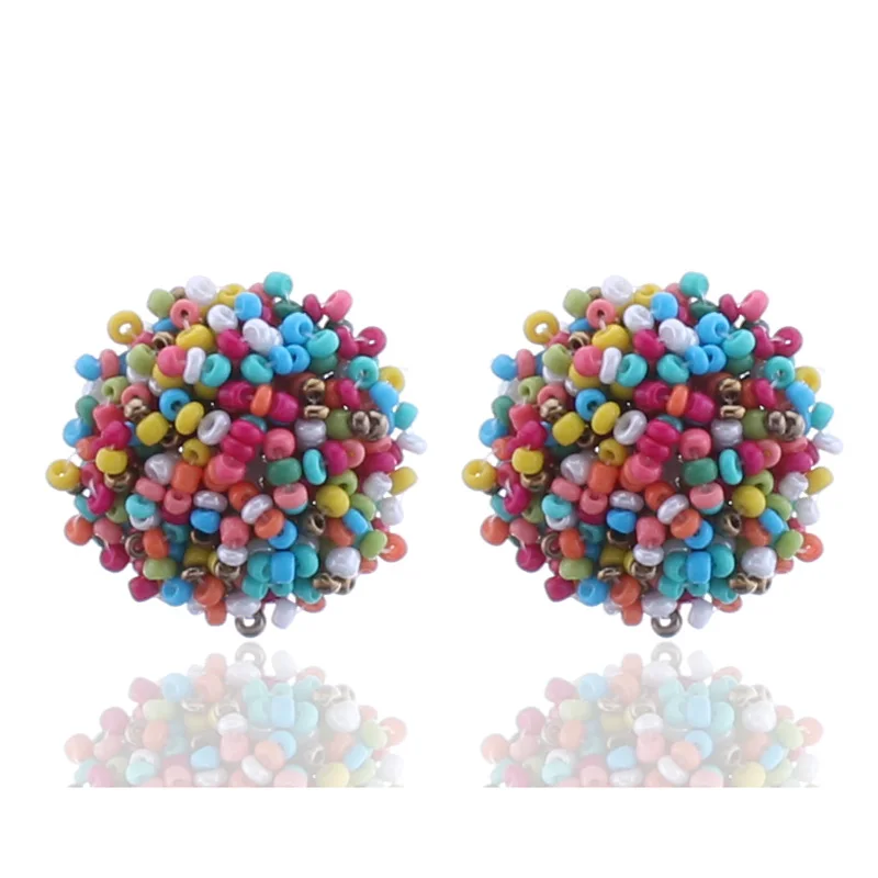 Seblasy Statement Maxi Jewelry Handmade Bohemian Colorful Beads Stud Earrings Flowers For Women Accessories Brincos | Украшения и
