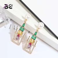 be 8 brand fashion aaa cubic zirconia square shape dangle earrings shinning unique drop earrings for women gift bijoux e671