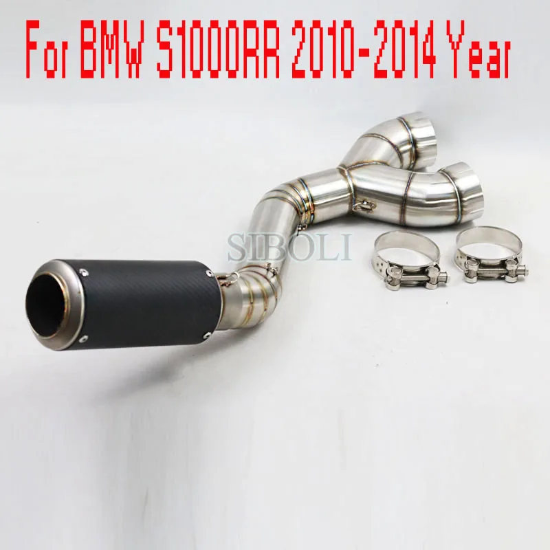 

Motorcycle Full Exhaust System Carbon Fiber Muffler Mid Pipe Connect Tube Slip On For BMW S1000RR 2010 2012 2013 2014 Year YA017