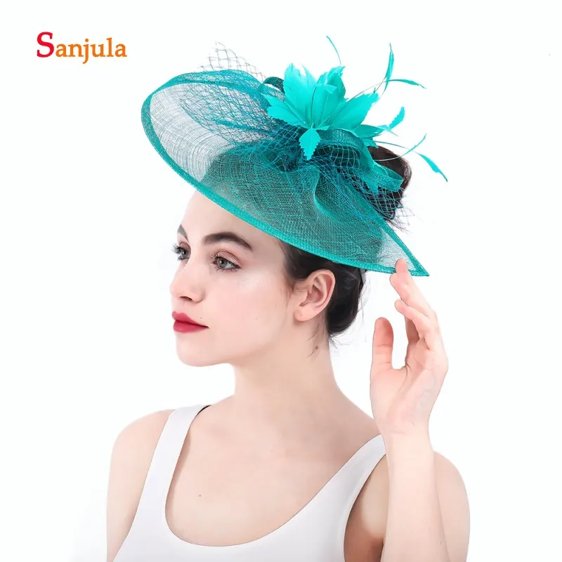Линии шляпы для женщин элегантные перья Тюль Свадебные женские свадебные
