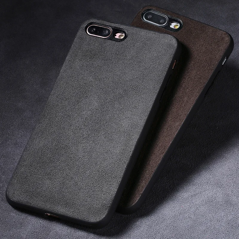 

Luxury Genuine Leather Phone Case For iPhone 7P Suede leather Back Cover For iPhone 6 6S 7 8 Plus SE 5 5S Phone Shell
