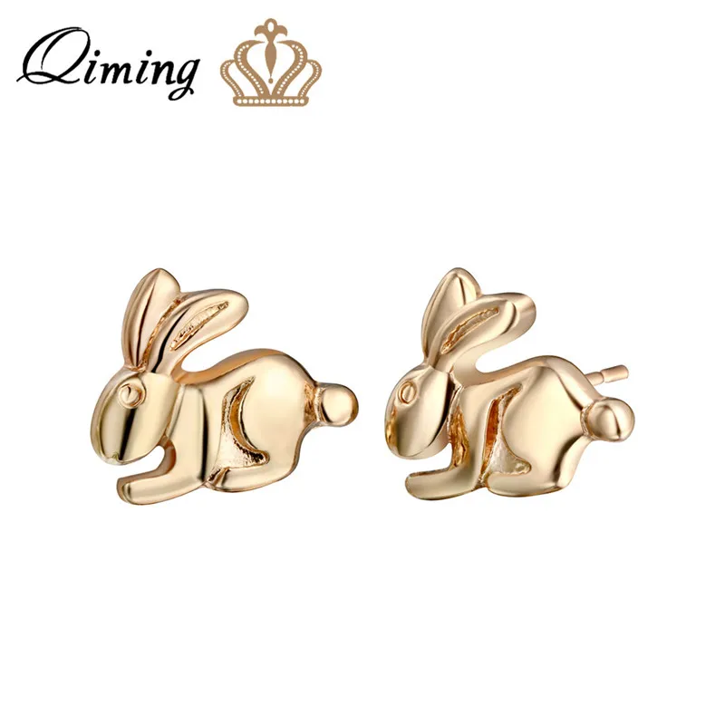 QIMING серебряные детские серьги для женщин Женская кошачья лапа Лебедь Колибри животное кулон серьги в богемном стиле дешевые ювелирные изделия гвоздики