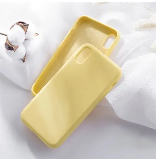 yellow Чехол для телефона s, для iPhone 7, 8, 6, 6s Plus, жидкий силикон, мягкий ТПУ капа, Fundas, чехол для iPhone XS Max, XR X, чехол, противоударный - Цвет: yellow