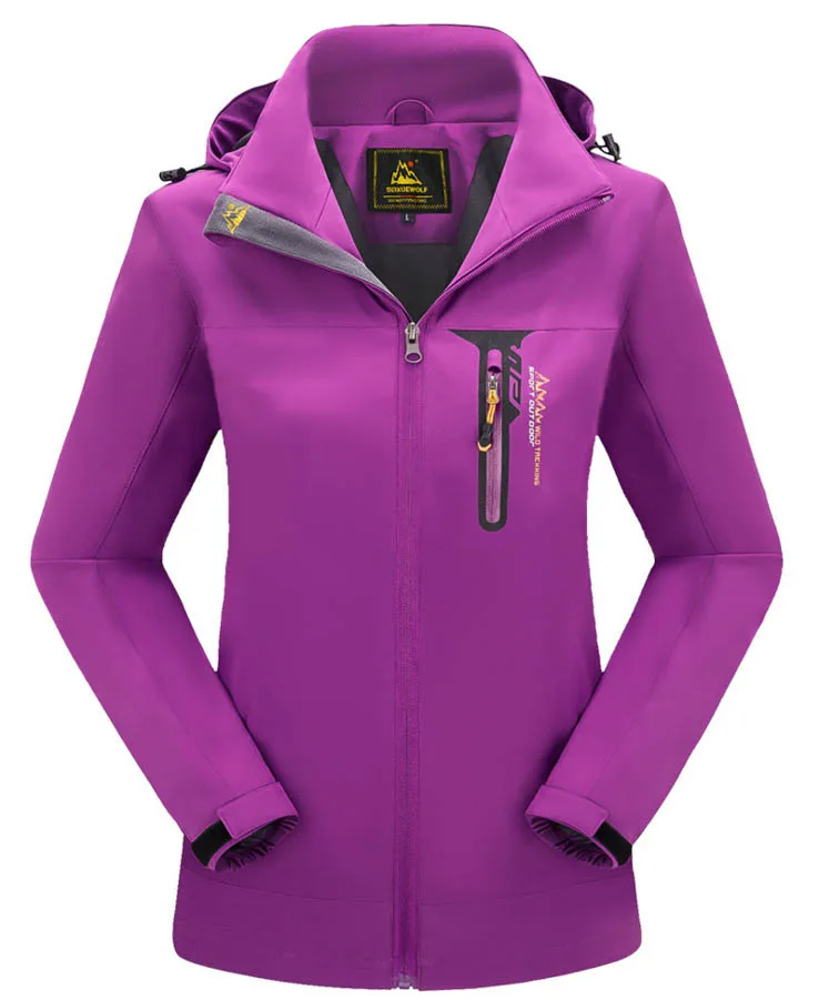 Purple Woman Мужская и женская негабаритная походная куртка для горных походов, рыбалки, катания на лыжах, скалолазания на велосипеде, походная куртка, флисовая водонепроницаемая куртка для девушек и девушек - Цвет: Purple Woman