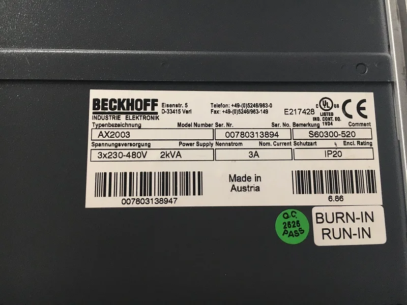 100% работает на BECKHOFF AX2003 север диск используется в хорошем состоянии |