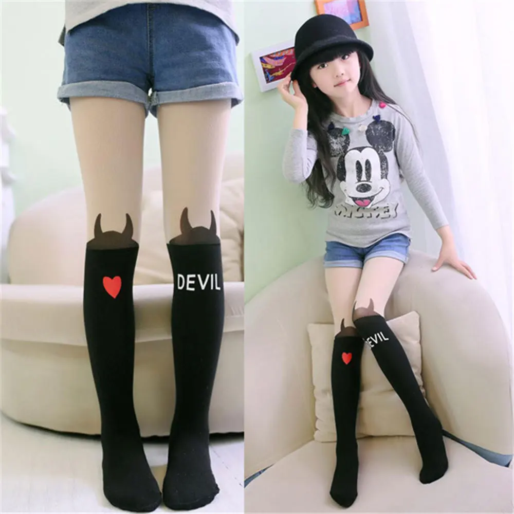 Летние колготки для маленьких детей тонкие девочек до колена с имитацией