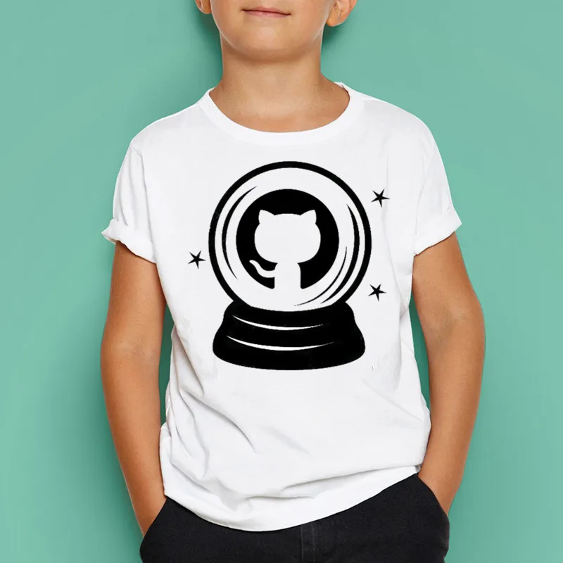 Детская футболка с надписью Geek Programmer Github Social Coding летние белые топы для мальчиков