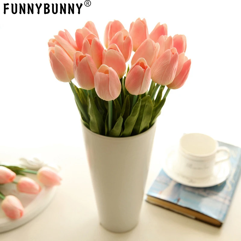 FUNNYBUNNY 4 шт. Искусственные цветы тюльпаны Свадебные букеты ЦВЕТЫ ПУ букет цветов