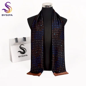 Мужской деловой шарф BYSIFA, черный длинный Шелковый Повседневный Шарф, 170*30 см, Осень-зима