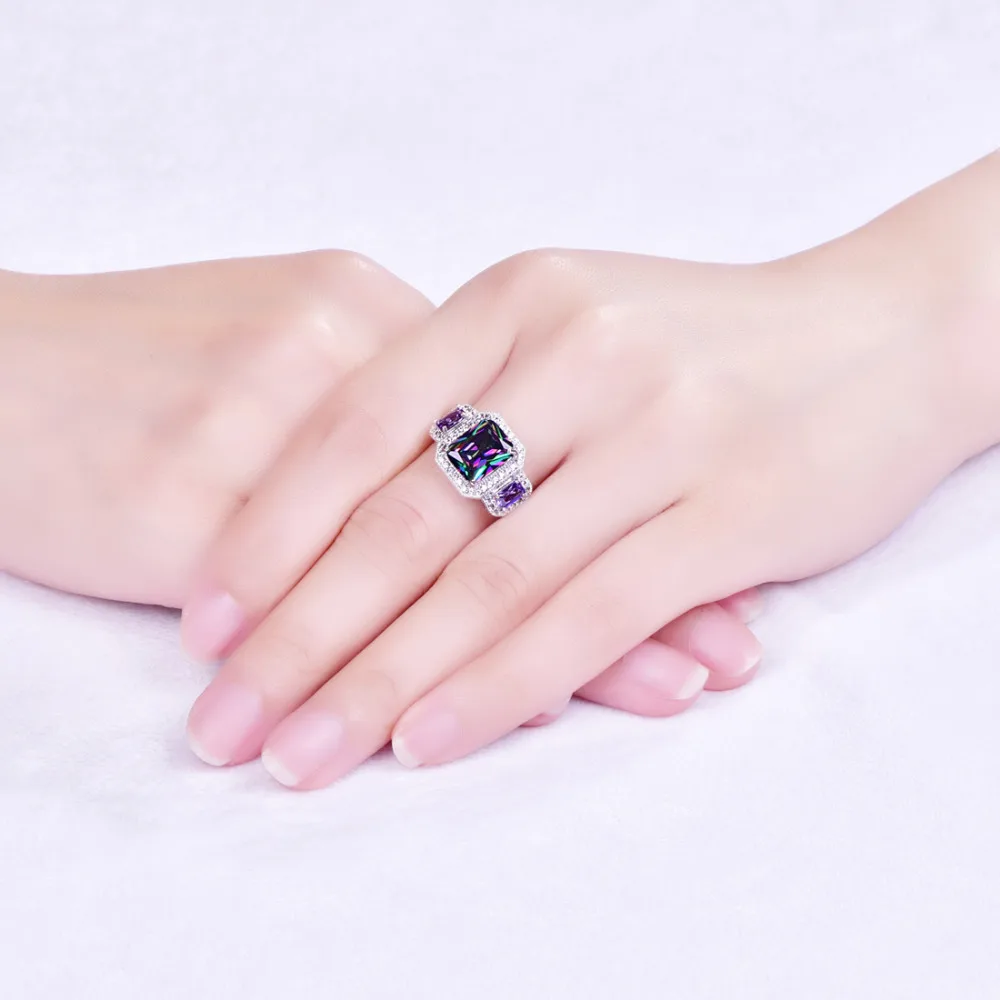 lingmei New Arrival Big Multi Royal Blue Purple White CZ Silver ColorSize 6-9 Fashion Elegent Women Jewelry Wholesale | Украшения и