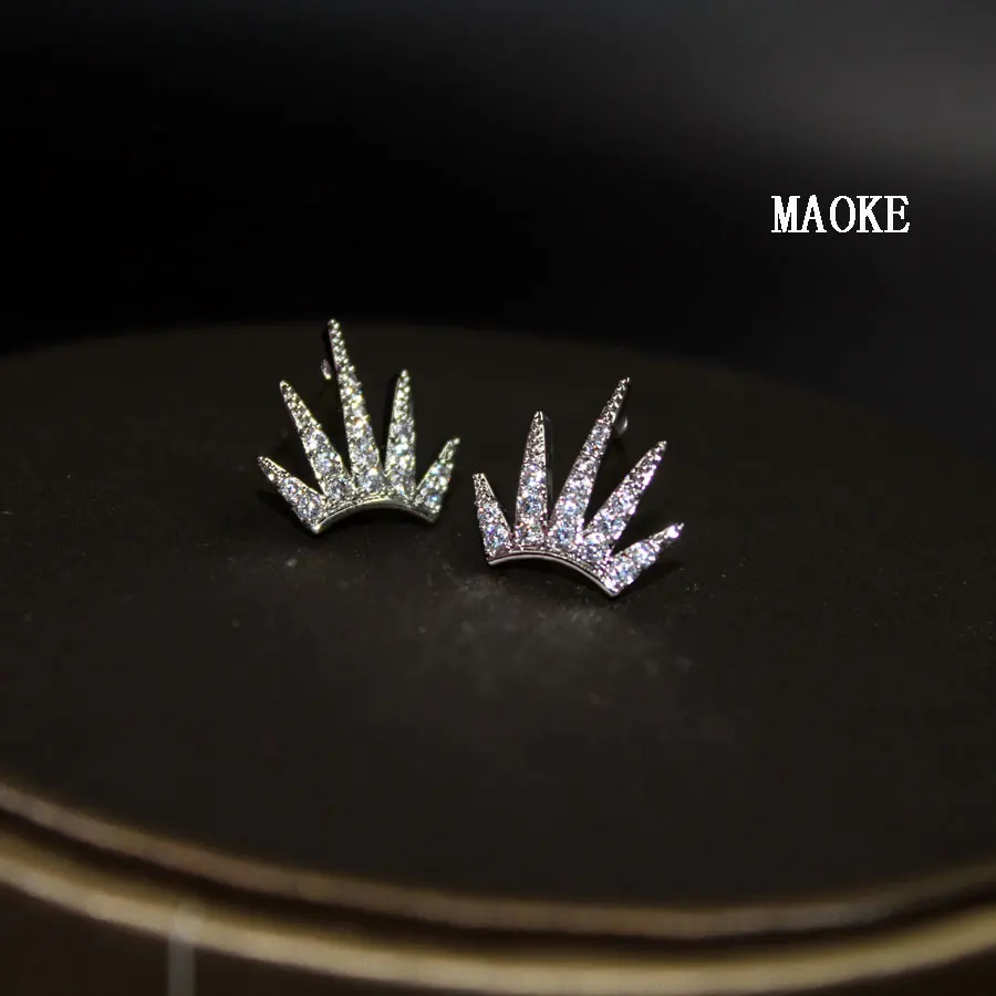 Корейские серьги в форме короны с цирконом модные ювелирные украшения для