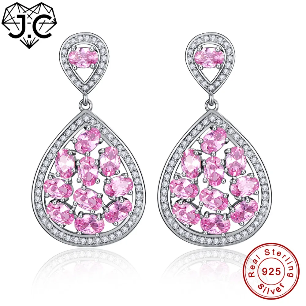 J.C для женщин Овальный розовый аметист Изумрудный топаз нежные серьги Настоящее