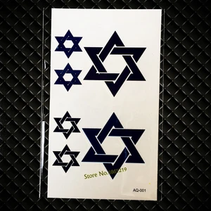 Новинка, шрам, шестиконечная звезда, шестиконечная Временная наклейка для татуировки для мужчин, женский боди-арт, водонепроницаемые наклейки для татуировки на шею, GAQ1